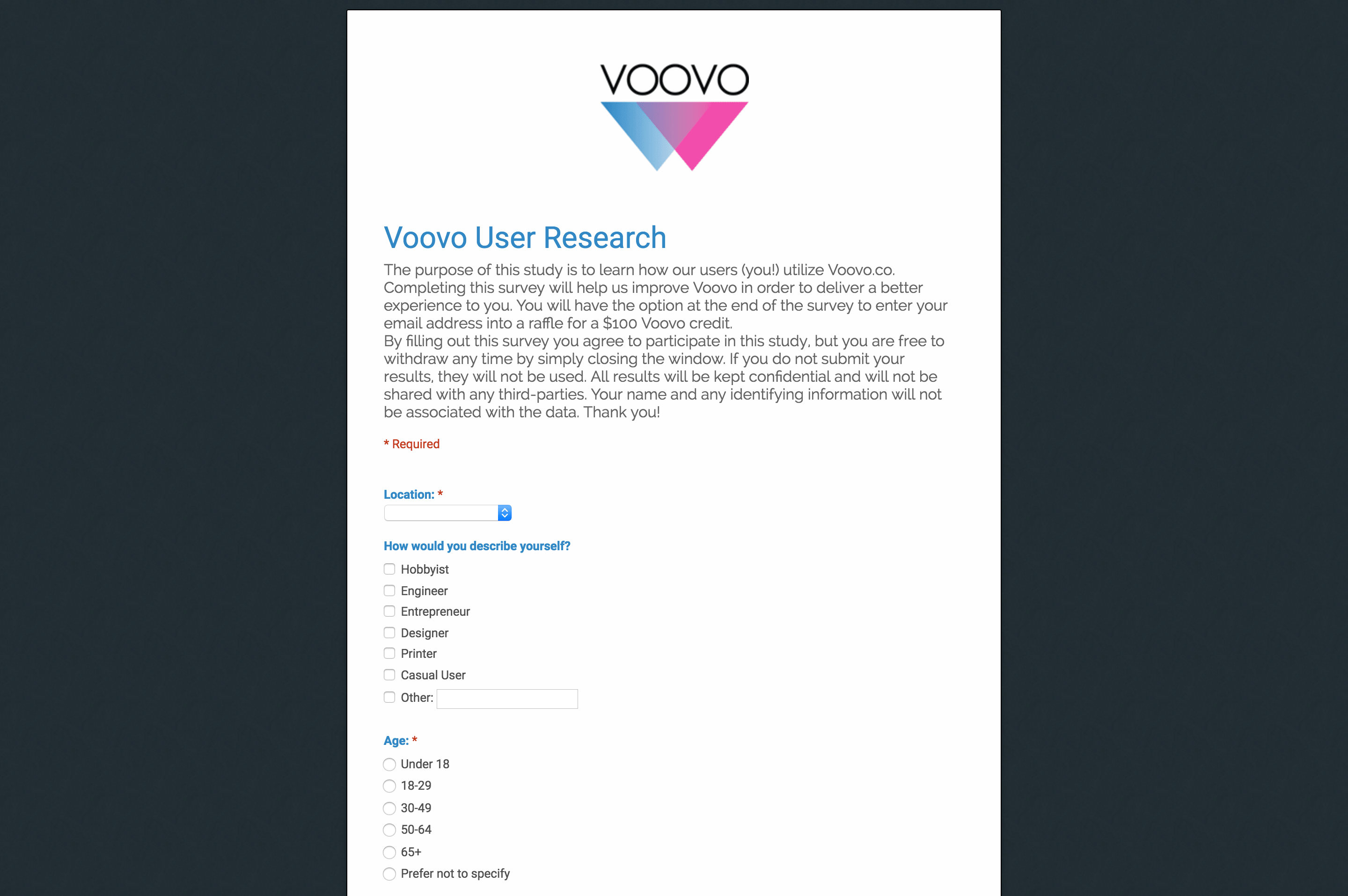Voovo User Research Questionnaire